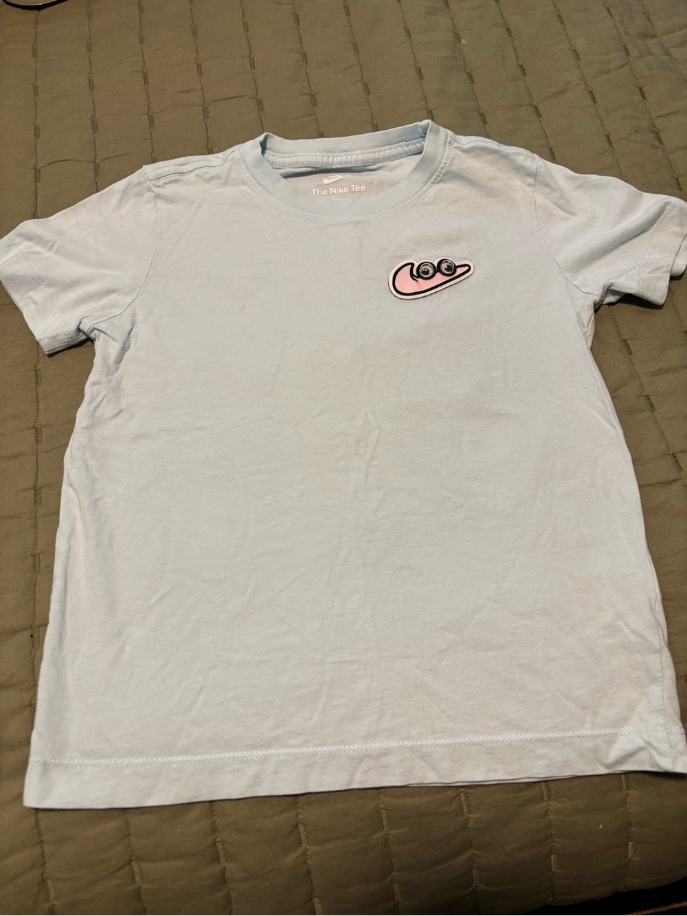 Nike Light Blue Tee with Pink Swoosh Patch